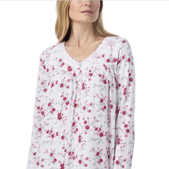 Eileen West Women's Sweater-Knit Ballet Nightgown, Rose Print, NWT - Picture 3 of 3